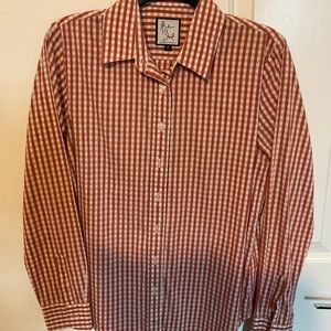 COPY - COPY - The Shirt by Rochelle Behrens Rust Small Check  SZ M Pre-Owned